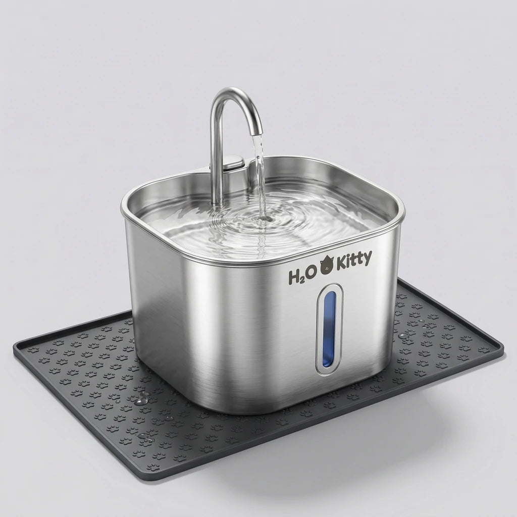 H2OKitty fountain on the grey silicone mat