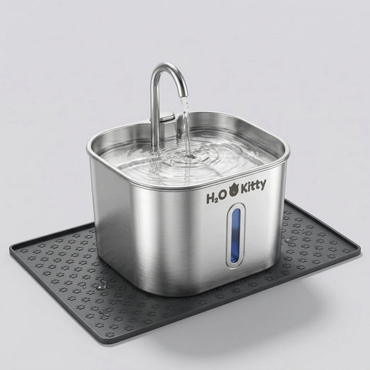 H2OKitty fountain on the grey silicone mat